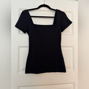 Aritzia Contour Black Square Neck Short Sleeve Top